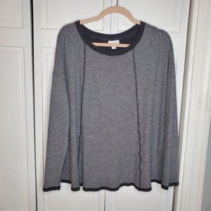 JJill Women's Plus Size 2X Sweatshirt Top Crew Neck Black White